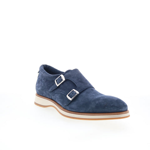Di Bianco Asernia Mens Blue Suede Hook & Loop Loafers & Slip Ons Casual Shoes