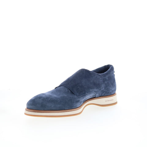 Di Bianco Asernia Mens Blue Suede Hook & Loop Loafers & Slip Ons Casual Shoes