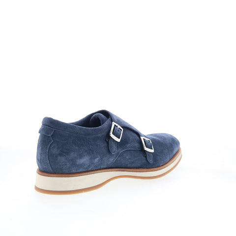 Di Bianco Asernia Mens Blue Suede Hook & Loop Loafers & Slip Ons Casual Shoes