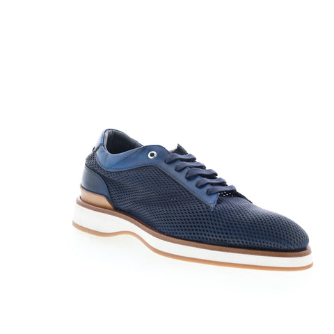 Di Bianco Avelino Mens Blue Leather Lace Up Lifestyle Sneakers Shoes