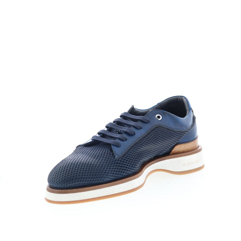 Di Bianco Avelino Mens Blue Leather Lace Up Lifestyle Sneakers Shoes