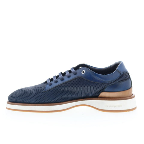 Di Bianco Avelino Mens Blue Leather Lace Up Lifestyle Sneakers Shoes
