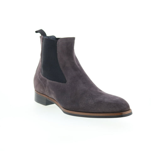Di Bianco Avezzano Mens Gray Suede Slip On Chelsea Boots
