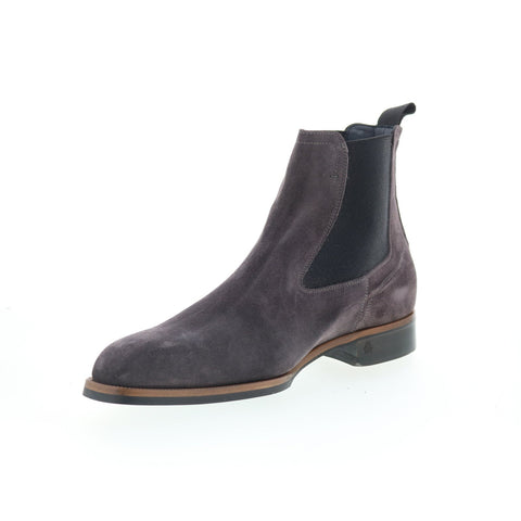 Di Bianco Avezzano Mens Gray Suede Slip On Chelsea Boots