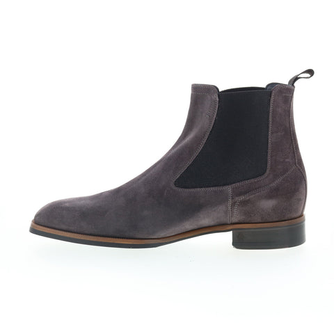 Di Bianco Avezzano Mens Gray Suede Slip On Chelsea Boots