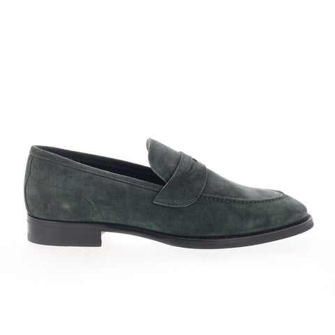 Di Bianco Aviano Mens Green Suede Slip On Loafers & Slip Ons Penny Shoes