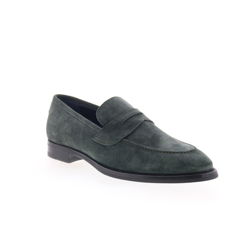 Di Bianco Aviano Mens Green Suede Slip On Loafers & Slip Ons Penny Shoes