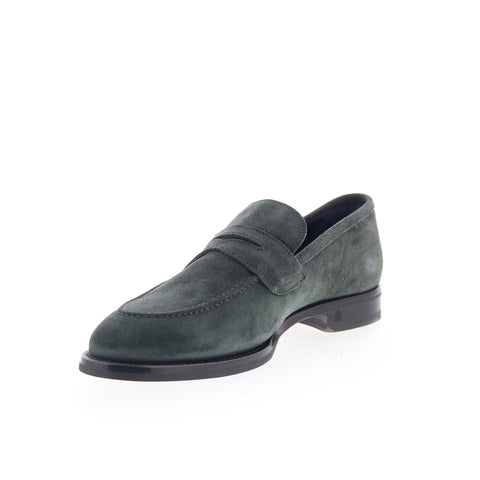 Di Bianco Aviano Mens Green Suede Slip On Loafers & Slip Ons Penny Shoes