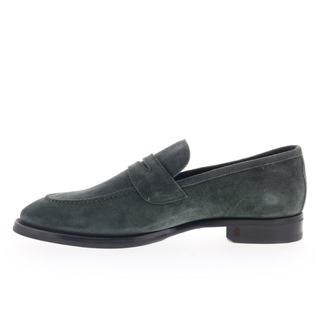 Di Bianco Aviano Mens Green Suede Slip On Loafers & Slip Ons Penny Shoes