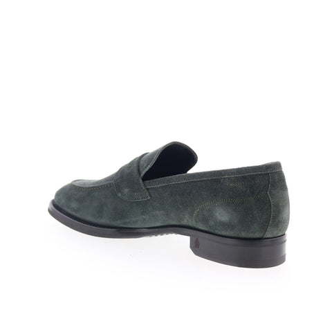 Di Bianco Aviano Mens Green Suede Slip On Loafers & Slip Ons Penny Shoes