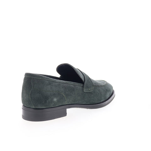Di Bianco Aviano Mens Green Suede Slip On Loafers & Slip Ons Penny Shoes