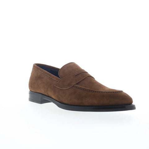 Di Bianco Aviano Mens Brown Suede Slip On Loafers & Slip Ons Penny Shoes
