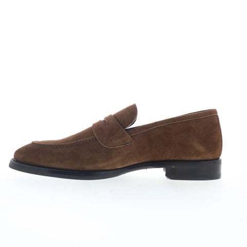 Di Bianco Aviano Mens Brown Suede Slip On Loafers & Slip Ons Penny Shoes