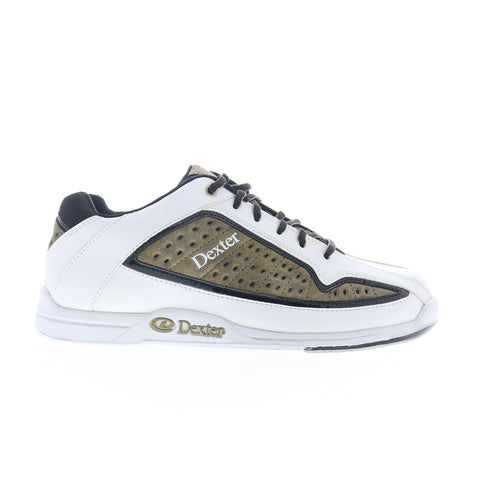 Dexter B2259-4 Mens White Leather Lace Up Athletic Bowling Shoes