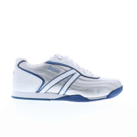 Dexter B4517-5 Womens Silver Leather Lace Up Athletic Bowling Shoes