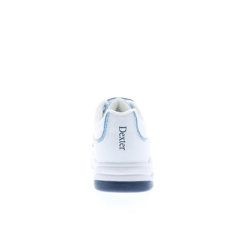 Dexter B4521-8 Womens White Leather Lace Up Athletic Bowling Shoes