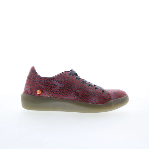 Softinos Snake Print Leather BAUK2579SOF Womens Red Lifestyle Sneakers Shoes