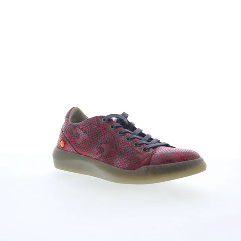 Softinos Snake Print Leather BAUK2579SOF Womens Red Lifestyle Sneakers Shoes