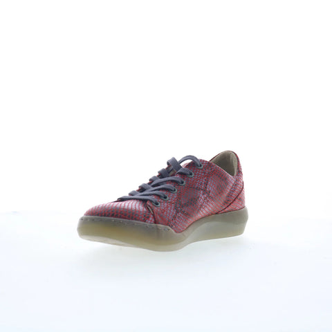 Softinos Snake Print Leather BAUK2579SOF Womens Red Lifestyle Sneakers Shoes
