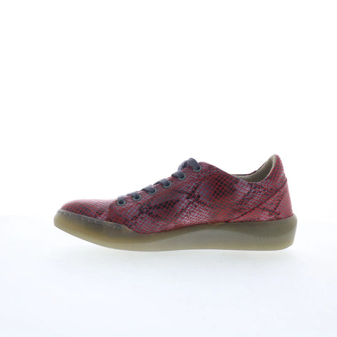 Softinos Snake Print Leather BAUK2579SOF Womens Red Lifestyle Sneakers Shoes