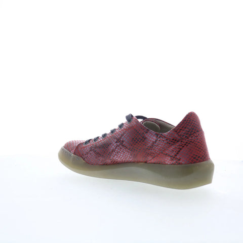 Softinos Snake Print Leather BAUK2579SOF Womens Red Lifestyle Sneakers Shoes
