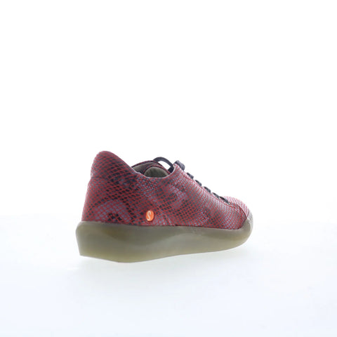 Softinos Snake Print Leather BAUK2579SOF Womens Red Lifestyle Sneakers Shoes