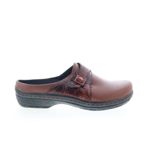 Klogs Bristol BRISTOL Womens Brown Leather Slip On Clog Flats Shoes