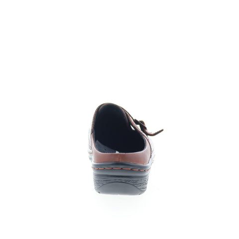 Klogs Bristol BRISTOL Womens Brown Leather Slip On Clog Flats Shoes