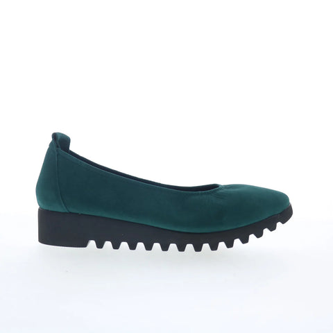 Aetrex Brianna BW105 Womens Green Nubuck Slip On Ballet Flats Shoes