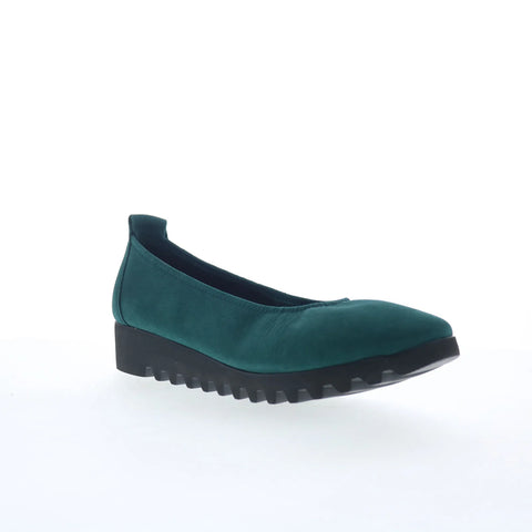 Aetrex Brianna BW105 Womens Green Nubuck Slip On Ballet Flats Shoes