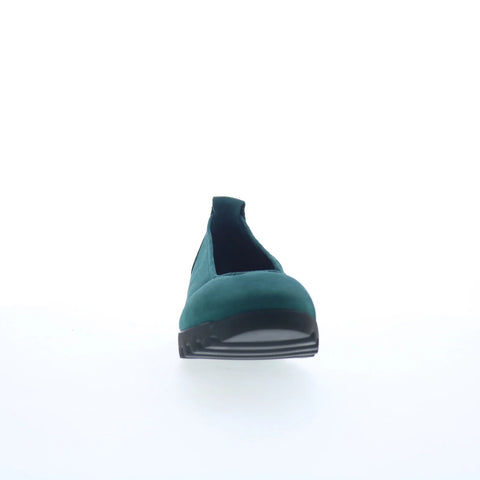 Aetrex Brianna BW105 Womens Green Nubuck Slip On Ballet Flats Shoes