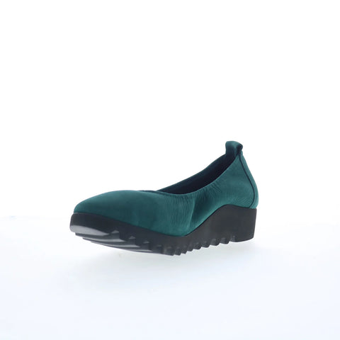 Aetrex Brianna BW105 Womens Green Nubuck Slip On Ballet Flats Shoes