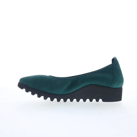 Aetrex Brianna BW105 Womens Green Nubuck Slip On Ballet Flats Shoes