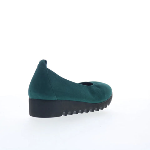 Aetrex Brianna BW105 Womens Green Nubuck Slip On Ballet Flats Shoes