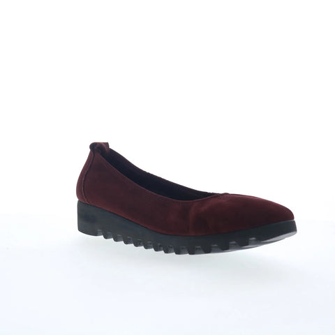 Aetrex Brianna BW109 Womens Red Nubuck Slip On Ballet Flats Shoes