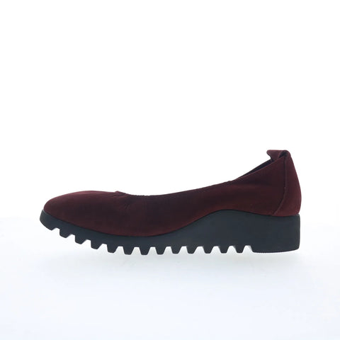 Aetrex Brianna BW109 Womens Red Nubuck Slip On Ballet Flats Shoes