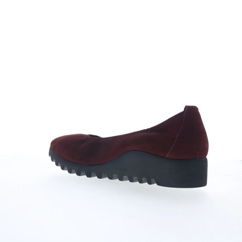 Aetrex Brianna BW109 Womens Red Nubuck Slip On Ballet Flats Shoes