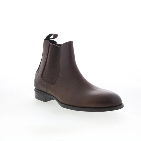 Di Bianco Bardi Mens Brown Leather Slip On Chelsea Boots