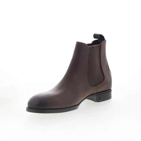 Di Bianco Bardi Mens Brown Leather Slip On Chelsea Boots