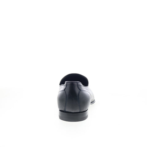 Di Bianco Bari Mens Blue Leather Slip On Loafers & Slip Ons Casual Shoes