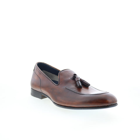 Di Bianco Bari Mens Brown Leather Slip On Loafers & Slip Ons Casual Shoes