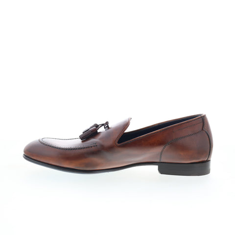 Di Bianco Bari Mens Brown Leather Slip On Loafers & Slip Ons Casual Shoes