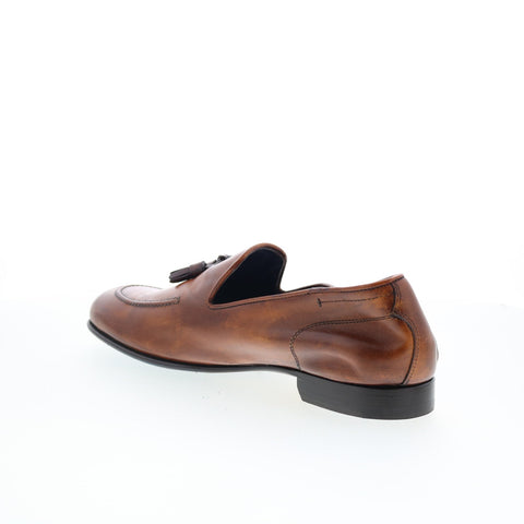 Di Bianco Bari Mens Brown Leather Slip On Loafers & Slip Ons Tasseled Shoes