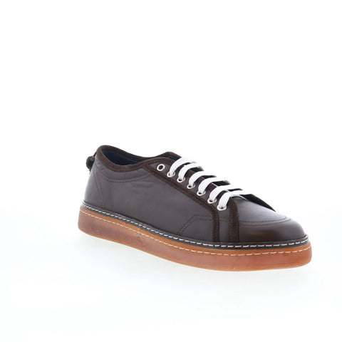 Di Bianco Bella Mens Brown Leather Lace Up Lifestyle Sneakers Shoes
