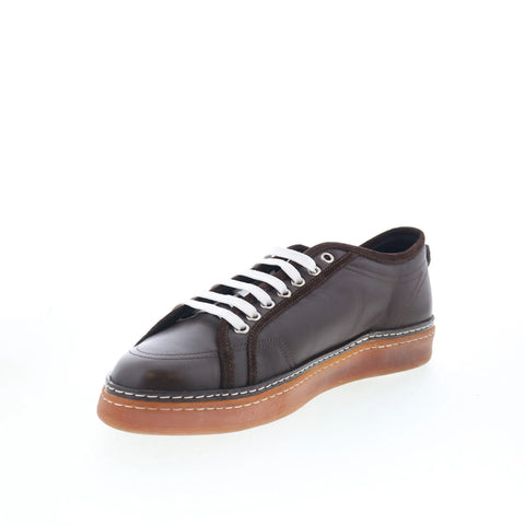 Di Bianco Bella Mens Brown Leather Lace Up Lifestyle Sneakers Shoes