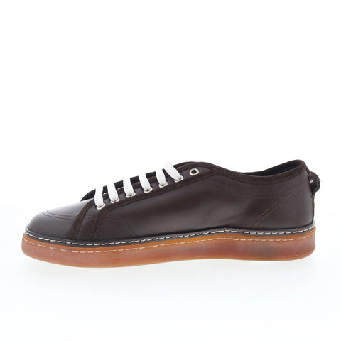 Di Bianco Bella Mens Brown Leather Lace Up Lifestyle Sneakers Shoes