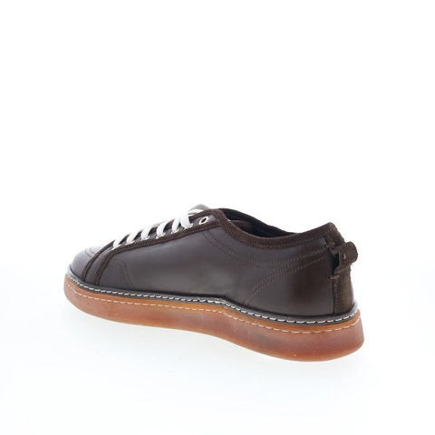 Di Bianco Bella Mens Brown Leather Lace Up Lifestyle Sneakers Shoes