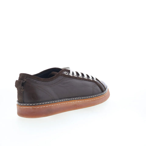 Di Bianco Bella Mens Brown Leather Lace Up Lifestyle Sneakers Shoes