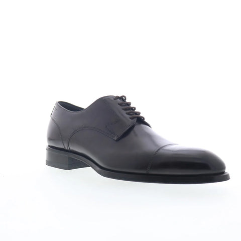 Di Bianco Bergamo Mens Black Leather Oxfords & Lace Ups Cap Toe Shoes