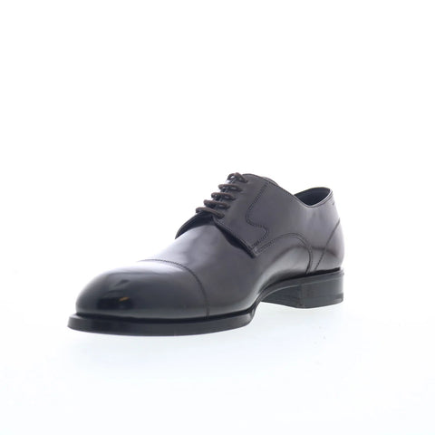 Di Bianco Bergamo Mens Black Leather Oxfords & Lace Ups Cap Toe Shoes